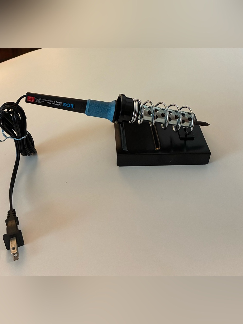 ECG Blue Handled Soldering Iron with Stand